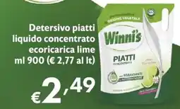 Maxi Supermercati Winni's Detersivo piatti liquido concentrato ecoricarica lime offerta