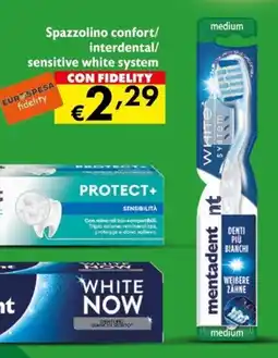 Eurospesa Mentadent Spazzolino confort/ interdental/ sensitive white system offerta