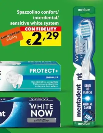 Mentadent Spazzolino confort/ interdental/ sensitive white system