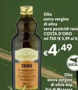 SuperW Costa d'Oro Olio extra vergine di oliva zero pesticidi residui offerta