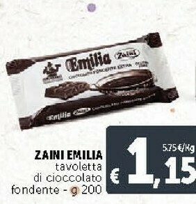 Zaini emilia tavoletta di cioccolato fondente 200 g