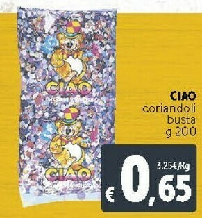 Deco Supermercati Ciao coriandoli busta g 200 offerta