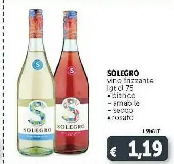 Deco Supermercati Solegro vino frizzante igt cl 75 offerta