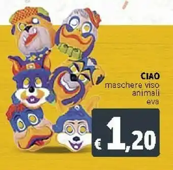 Ciao maschere viso animali