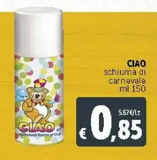 Deco Supermercati Ciao schiuma spray carnevale ml.150 offerta