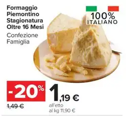 Carrefour Formaggio Piemontino Stagionatura Oltre 16 Mesi offerta