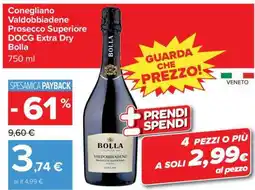 Carrefour Conegliano Valdobbiadene Prosecco Superiore DOCG Extra Dry Bolla offerta