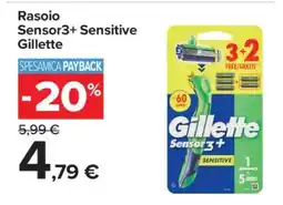 Carrefour Rasoio Sensor3+ Sensitive Gillette offerta
