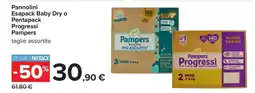 Carrefour Pannolini Esapack Baby Dry o Pentapack Progressi Pampers offerta
