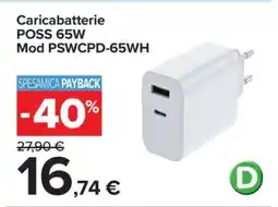 Carrefour Caricabatterie POSS 65W Mod PSWCPD-65WH offerta