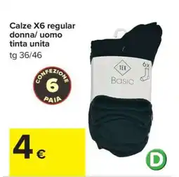 Carrefour Calze X6 regular donna/uomo tinta unita offerta