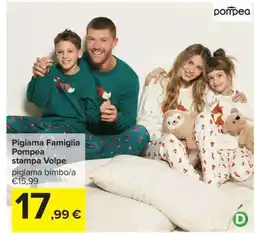 Carrefour Pigiama Famiglia Pompea stampa Volpe offerta