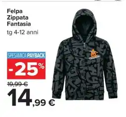 Carrefour Felpa Zippata Fantasia offerta