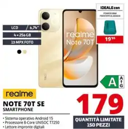 Comet realme NOTE 70T SE SMARTPHONE offerta