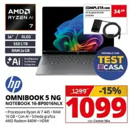 Comet HP OMNIBOOK 5 NG NOTEBOOK 16-BP0016NLX offerta