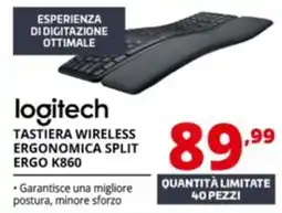 Comet Logitech tastiera wireless ergonomica split ergo k860 offerta