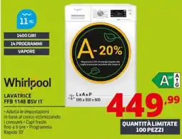 Comet Whirlpool Lavatrice FFB 1148 BSV IT offerta