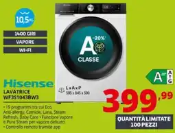 Comet Hisense lavatrice WF3S1043BW3 offerta