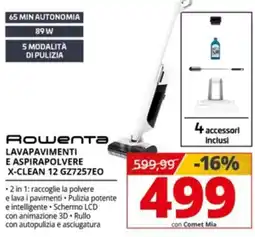 Comet Rowenta lavapavimenti e aspirapolvere x-clean 12 gz7257eo offerta