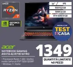 Comet Acer Notebook Gaming ANV16-42-R7YB Nitro offerta