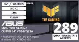 Comet Asus monitor gaming curvo 34" vg34vql3a offerta