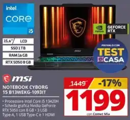 Comet msi NOTEBOOK CYBORG 15 B13WEKG-1093IT offerta