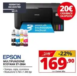 Comet Epson multifunzione Ecotank ET-2864 offerta