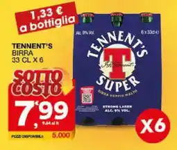 Sisa Tennent's birra offerta