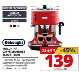 Comet DeLonghi macchina caffè manuale ECO311.BK/R offerta