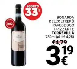 Supermercati Gulliver Bonarda dell'Oltrepò Pavese DOC Frizzante Torrevilla offerta