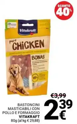 Supermercati Gulliver Bastoncini masticabili con pollo e formaggio Vitakraft offerta