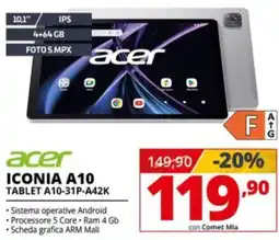 Comet Acer Iconia A10 offerta