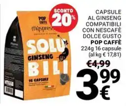Supermercati Gulliver Solu Ginseng Bili Pop Caffè offerta