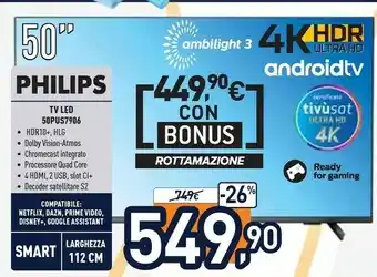 Unieuro 50pus7906/62 tv 127 cm (50") 4k ultra hd smart tv wi-fi antracite offerta