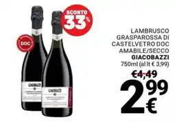 Supermercati Gulliver Lambrusco Grasparossa di Castelveturo DOC Giacobazzi offerta