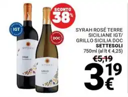 Supermercati Gulliver Syrah Rosé Terre Siciliane IGT/Grillo Sicilia DOC Settesoli offerta
