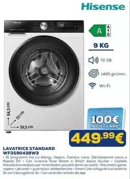 Euronics Lavatrice Standard Hisense offerta