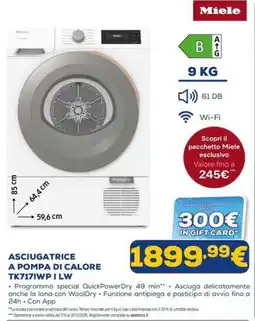 Euronics Asciugatrice a pompa di calore Miele offerta