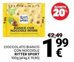 Supermercati Gulliver Cioccolato bianco con nocciole Ritter Sport offerta