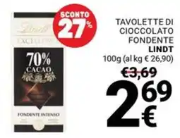 Supermercati Gulliver Tavolette di cioccolato fondente Lindt offerta