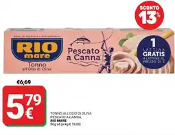 Supermercati Gulliver Tonno all'olio di oliva pescato a canna Rio Mare offerta