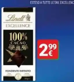 Supermercati Gulliver Lindt Excellence 100% Cacao Fondente Infinito offerta