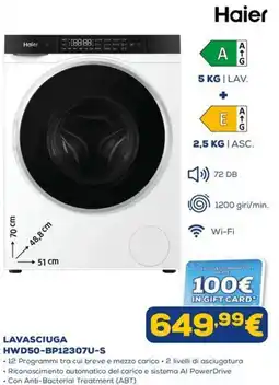Euronics Lavasciuga Haier HWD50-BP12307U-S offerta