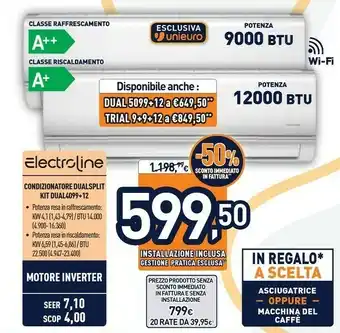 Unieuro Condizionatore dualsplit kit dual4099+12 offerta