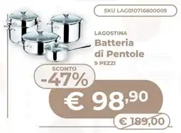 Mornati Paglia Lagostina Batteria di Pentole offerta