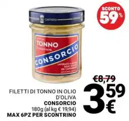 Supermercati Gulliver Filetti di tonno in olio d'oliva consorcio offerta