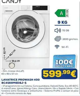 Euronics Lavatrice Prowash 400 Candy offerta