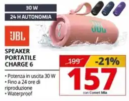 Comet JBL Speaker portatile Charge 6 offerta