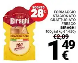 Supermercati Gulliver Formaggio stagionato grattugiato fresco Biraghi offerta