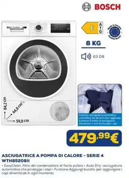 Euronics Asciugatrice a pompa di calore - Serie 4 WTH85208II Bosch offerta